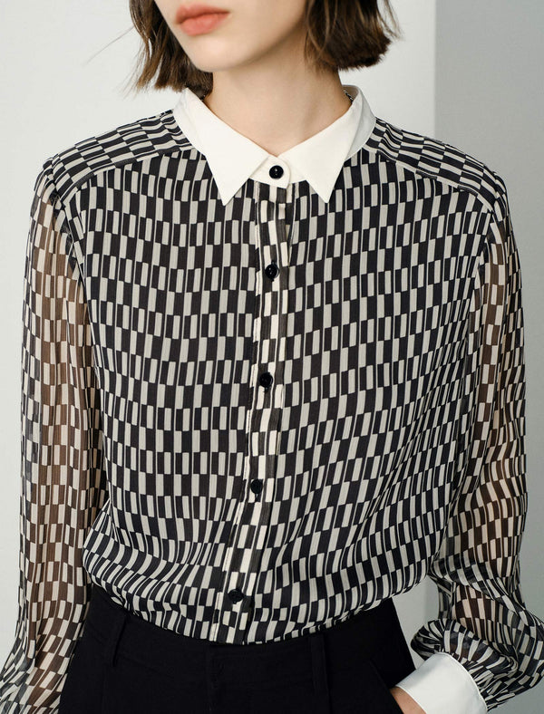 Checkered Button Up Blouse