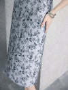 Ink-Wash Floral Sleeveless Midi Dress