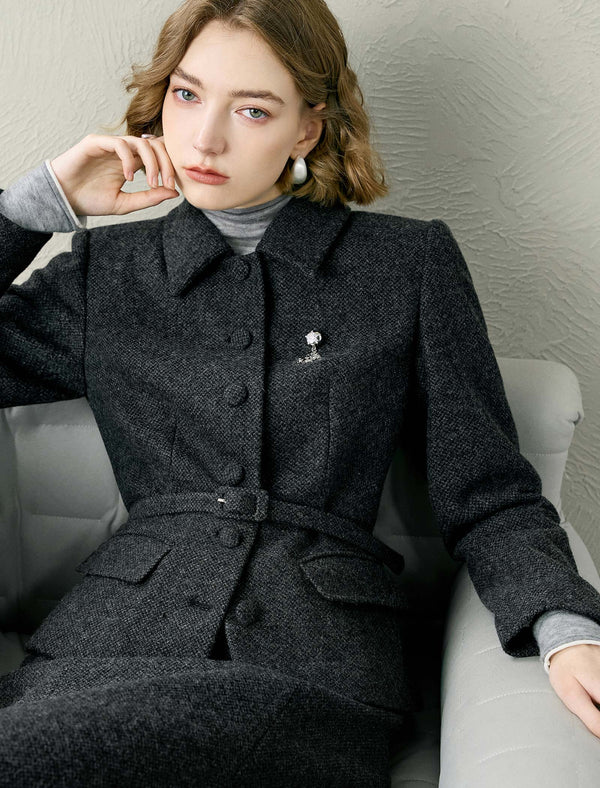 Wool Blend Belted Jacket