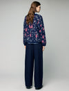 Wool and Mulberry Silk Blend Floral Jacquard Crewneck Relaxed Sweater