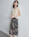 Vintage Floral Chiffon A-Line Skirt