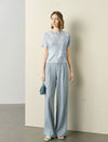 High Waisted Linen Blend Wide Leg Pants