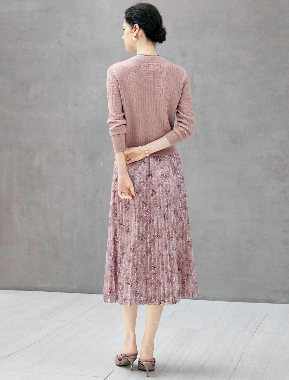 Retro Jacquard V-Neck Knit Cardigan