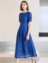Light Blue Lace A-Line Midi Dress