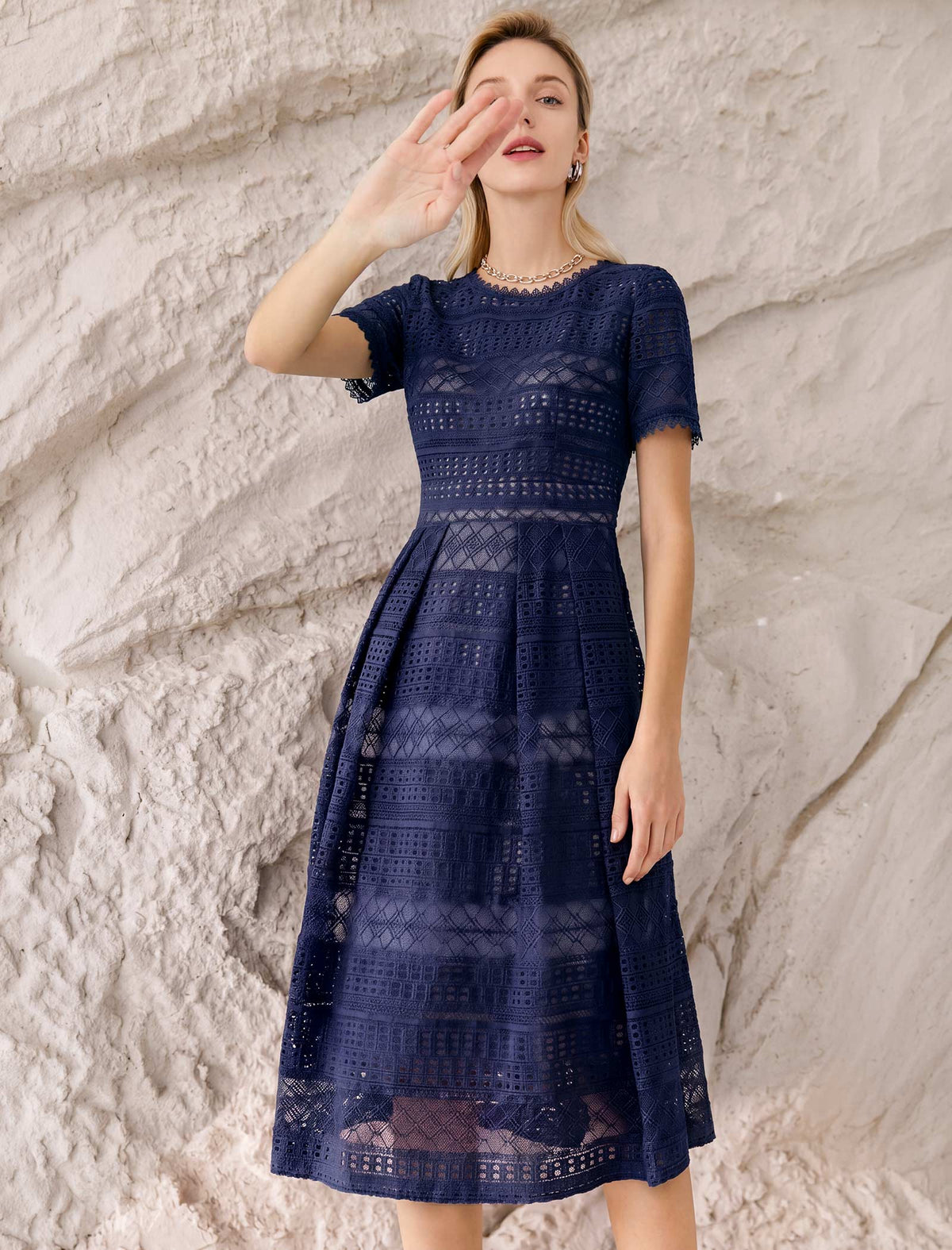 Salerno Soft Lace A-Line Midi Dress