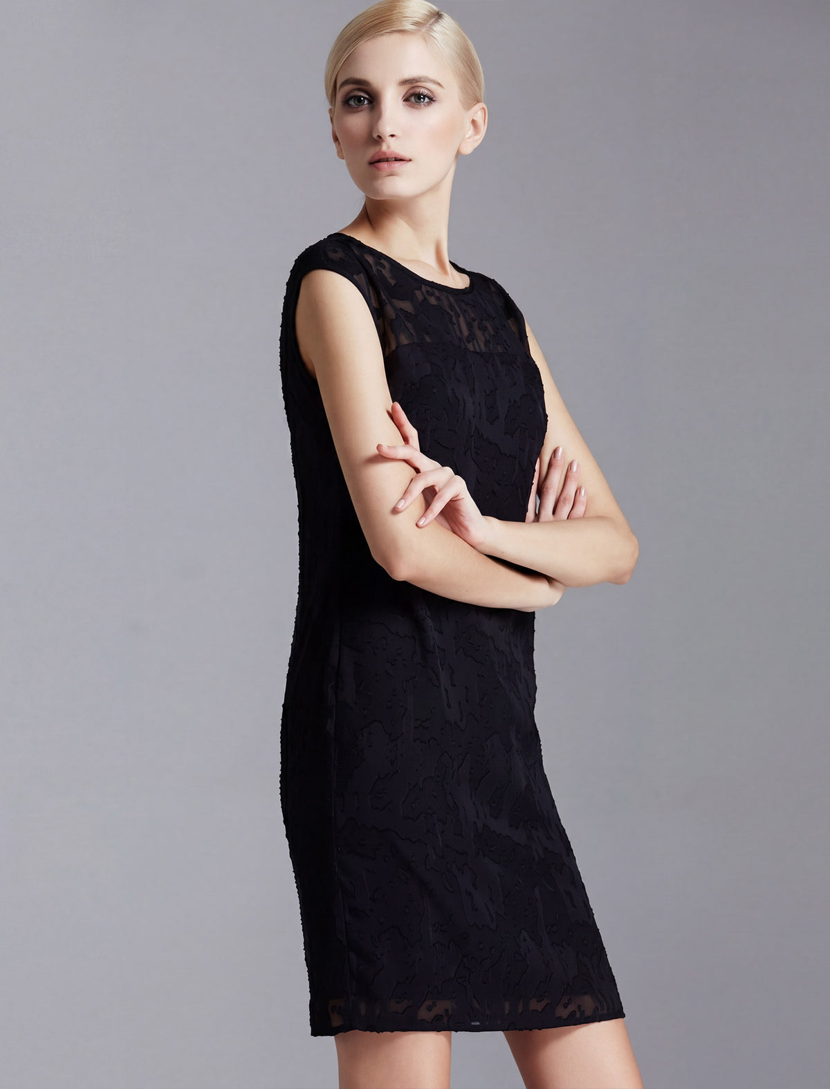 Crew Neck Chiffon Relaxed Straight Dress