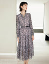 Vintage Floral Print Ruffle Detail Midi Dress