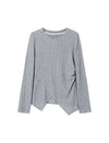 Button-Detail Asymmetric-Hem Knit Top