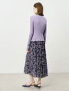 Scalloped Edge Ribbed Knit Cardigan
