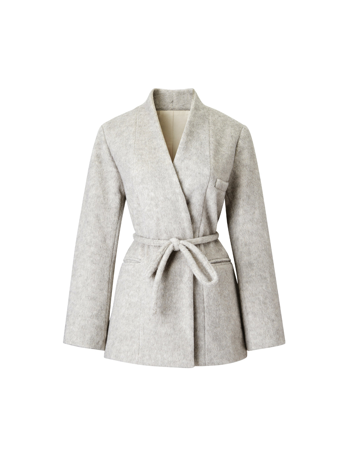 Wool Blend Relaxed Mid-Length Coat