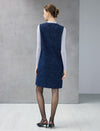 Wool Blend Beaded V-Neck Sleeveless Shift Dress
