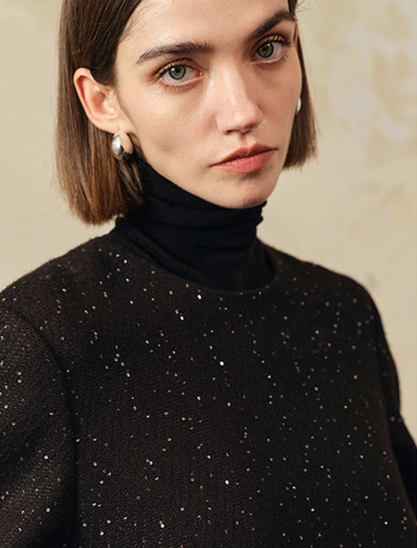 Wool-Blend Sparkle Shift Dress