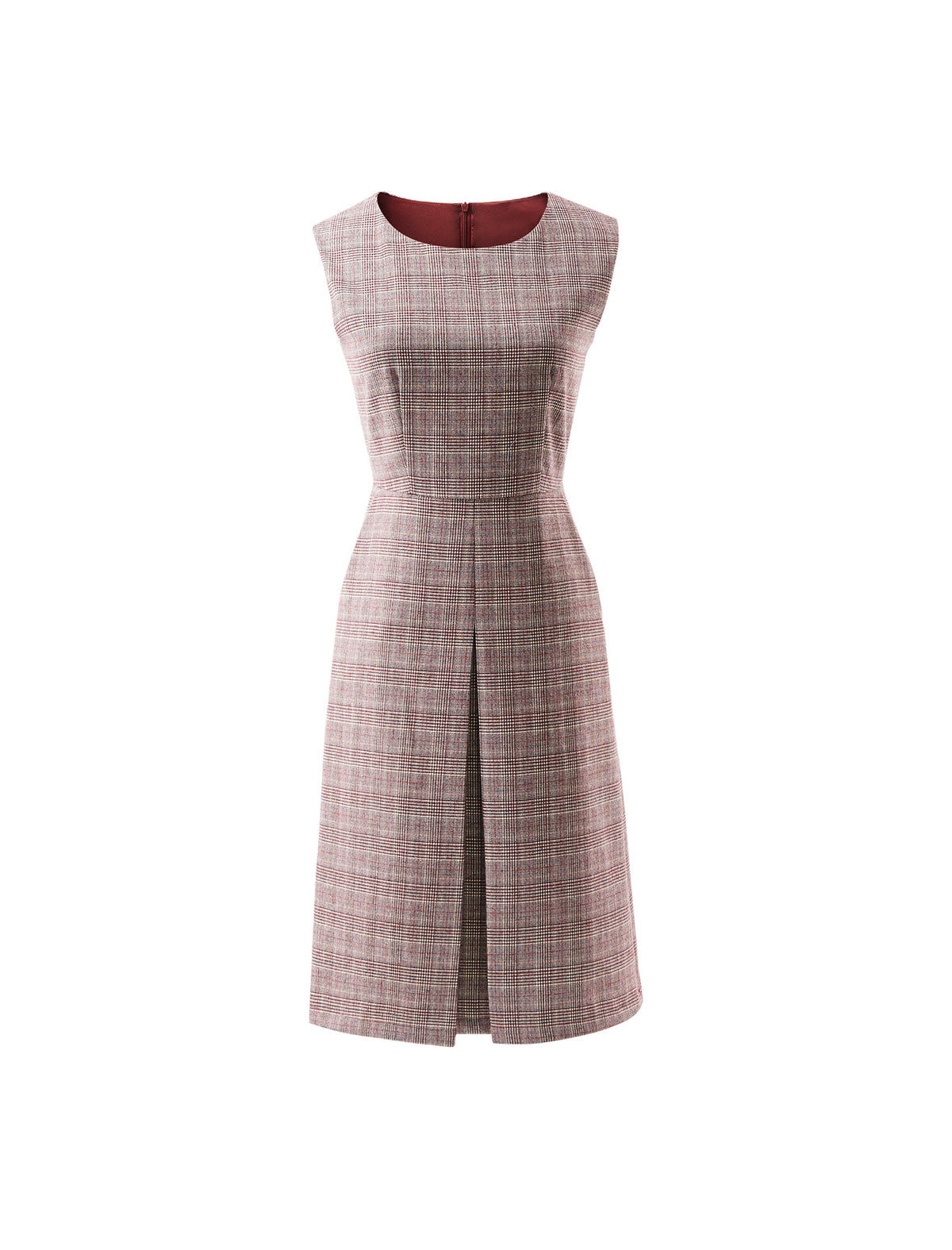 Plaid Crewneck Sleeveless Dress
