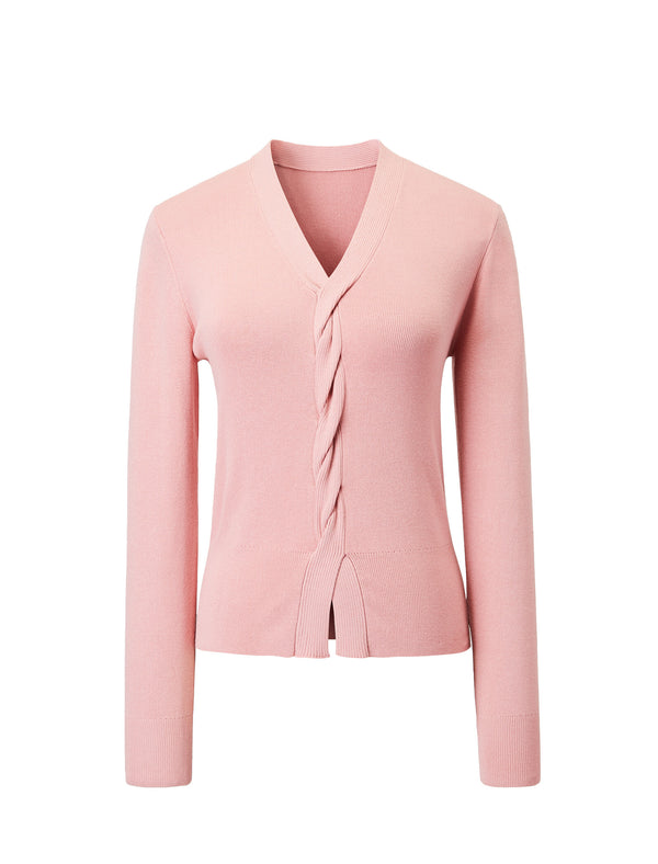 V-Neck Twisted Detail Knit Top