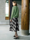 Plaid Bias-Cut A-Line Midi Skirt