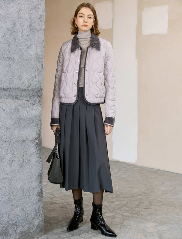 Quilted Contrast Collar And Cuffs Down Jacket
