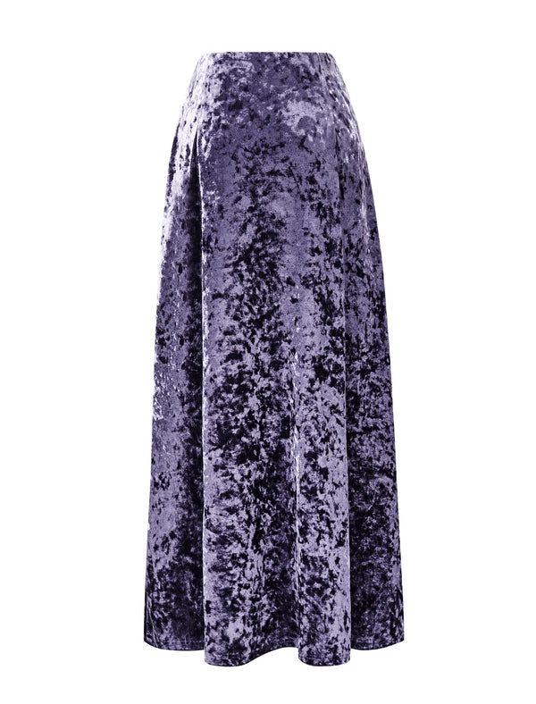 Purple Crushed Velvet Maxi Skirt