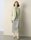 Tencel Linen Stripe Cap Sleeve Midi Dress