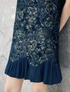 Floral Sleeveless Scalloped Flounce-Hem Dress