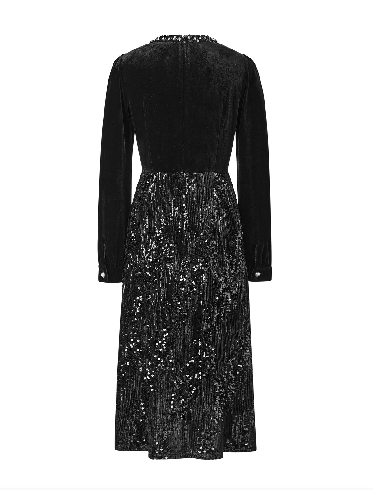 Black Velvet Sequin Midi Dress