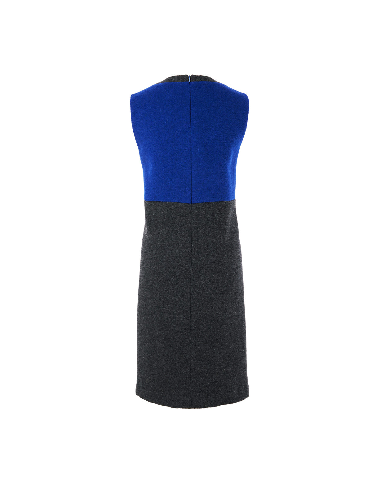 100% Wool Colorblock Crewneck Sleeveless Dress