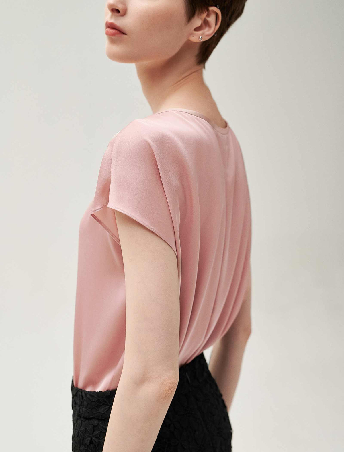 Silk Button Detail Flutter Sleeve Shirt