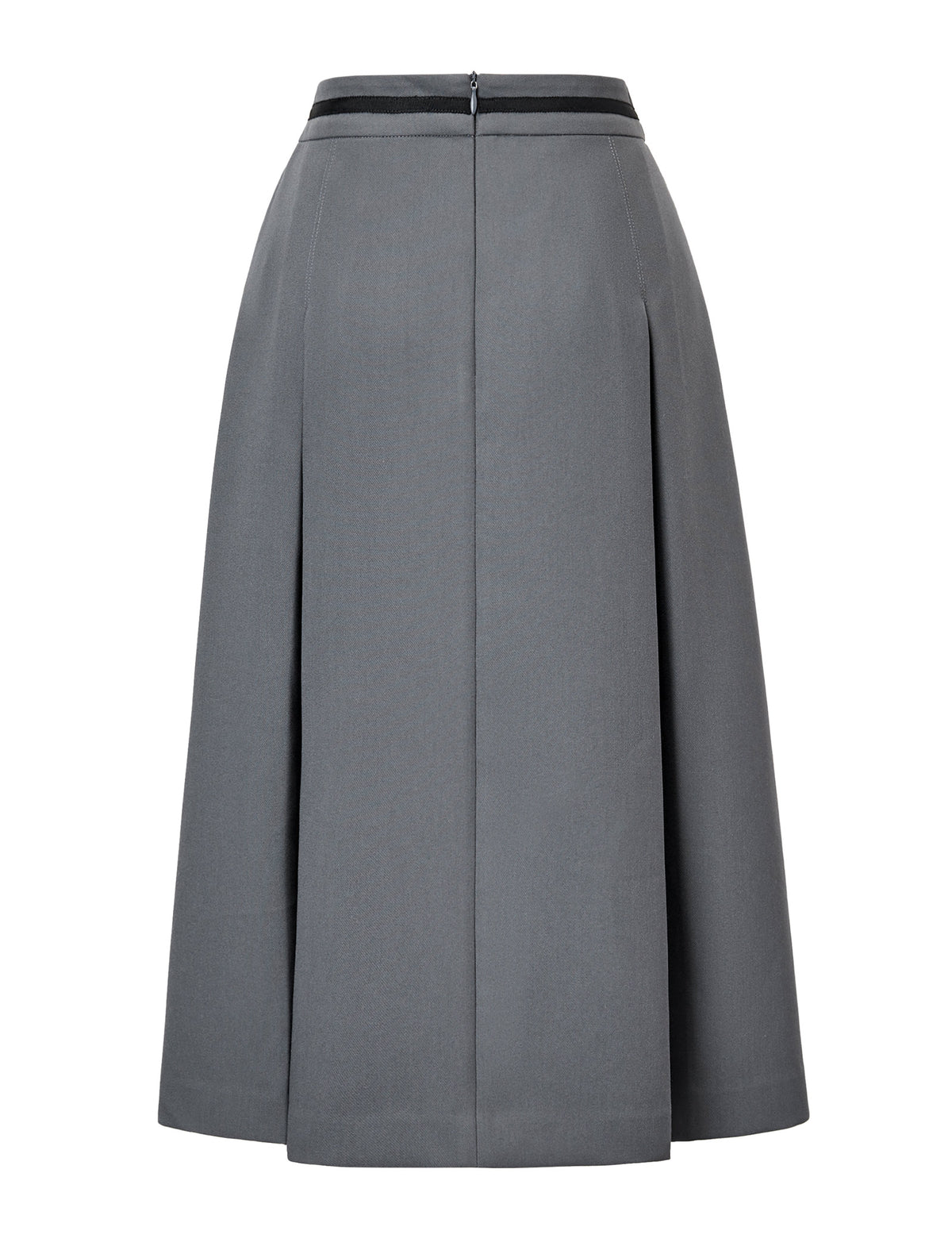 Solid Color Pleated Midi Skirt