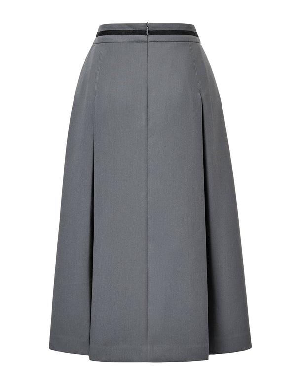 Solid Color Pleated Midi Skirt