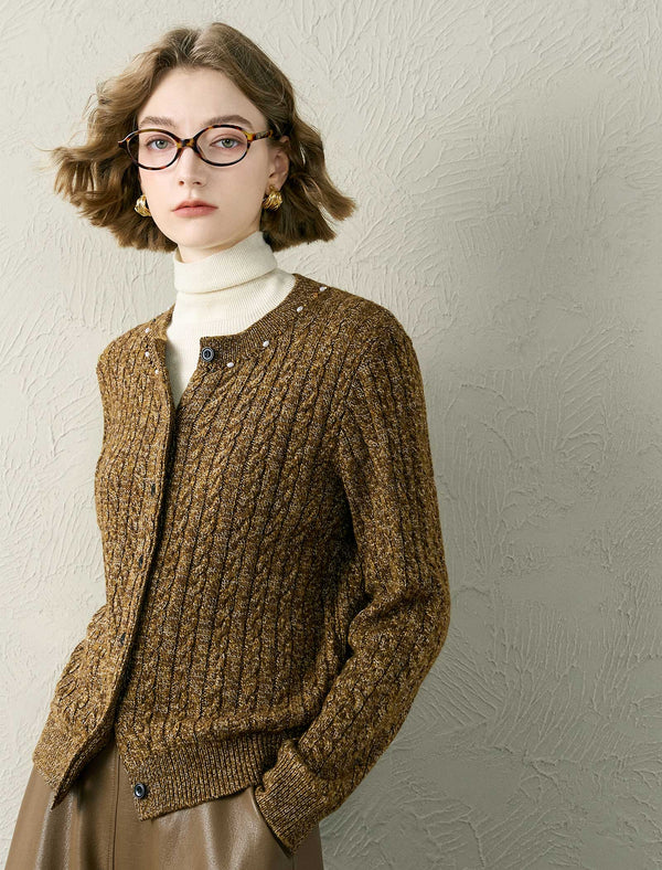 Bead Detail Wool Cardigan