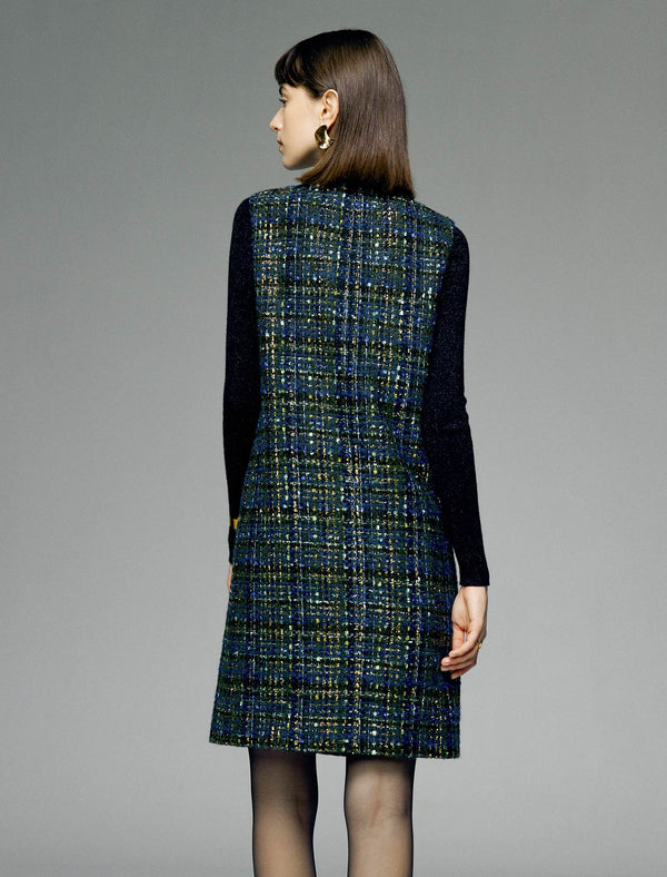 Wool Round Neck Sleeveless Midi Dress