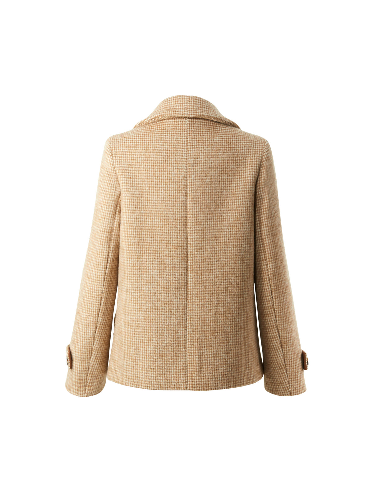 Wool Blend Plaid Notched-Lapel Double-Breasted Blazer