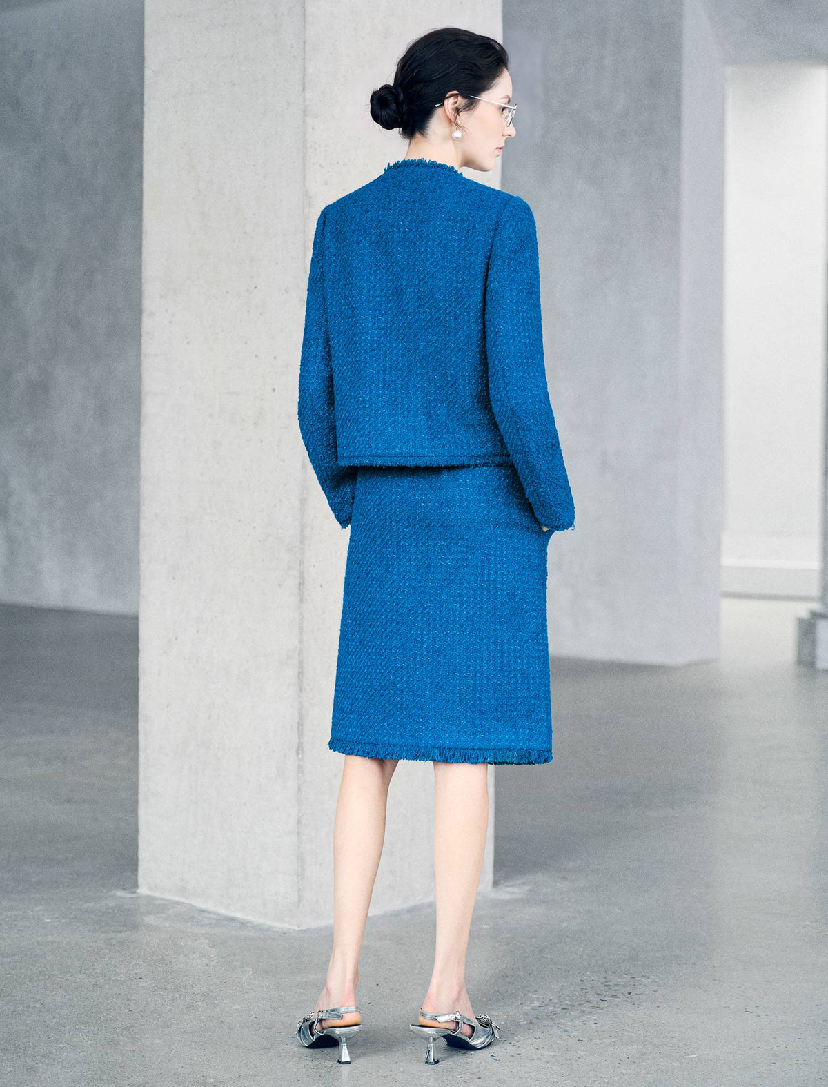 Cobalt blue with pearl buttons wool blend jacket