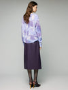 Wool and Mulberry Silk Blend Gradient Crewneck Relaxed Sweater