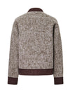 Wool-Blend Fuzzy Textured Bomber Jacket