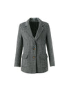 Wool Blend Solid Button-Front Relaxed Blazer