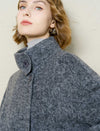 Wool-Alpaca Blend Stand Collar Textured Coat