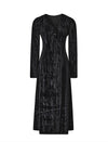 Black Velvet V-Neck Long Sleeve Maxi Dress