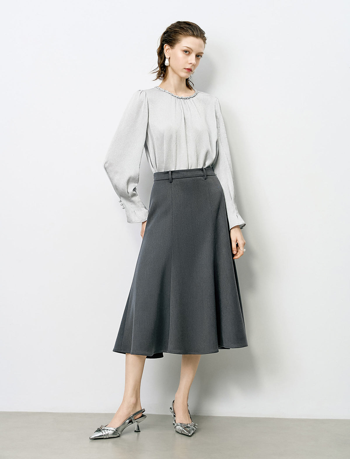 Embellished Neckline Textured Top