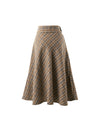Wool Blend Plaid Relaxed A-Line Skirt
