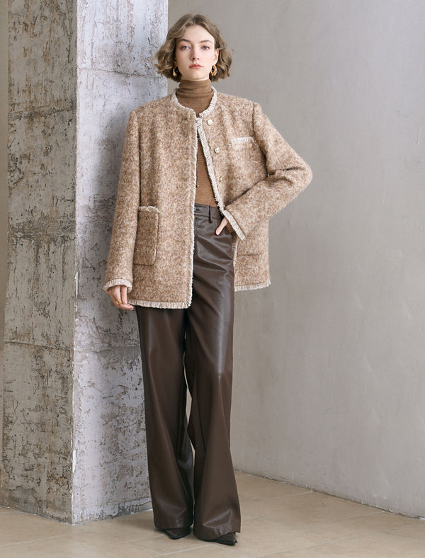 High-Waisted Faux Leather Wide-Leg Pants