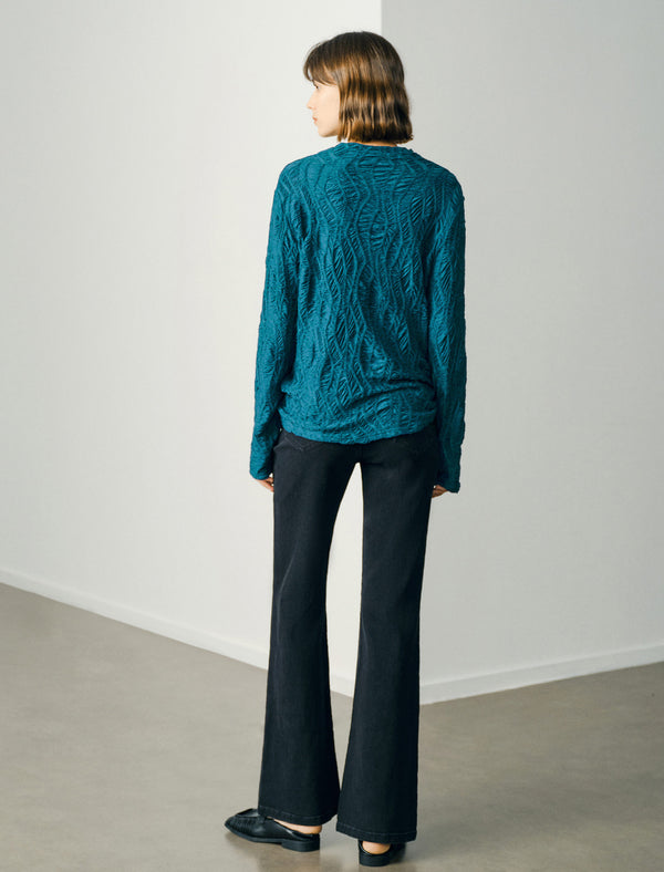 Textured Mock Neck Top