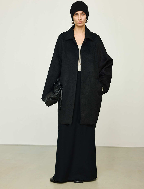 100% Alpaca Oversized Classic Collar Wool Coat