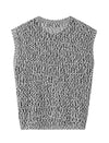 Gray Hollow-Out Round Neck Vintage Old-Money Loose Sweater