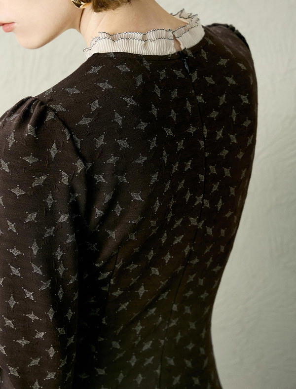 Floral Printed Lace Trim Pleated Mini Dress