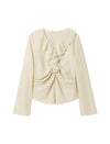 Ruffled V-Neck Textured Blouse