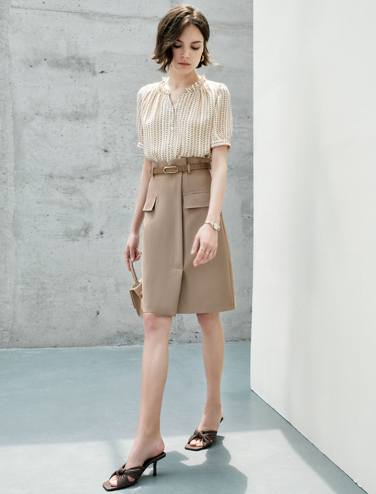 Belted Midi Skirt
