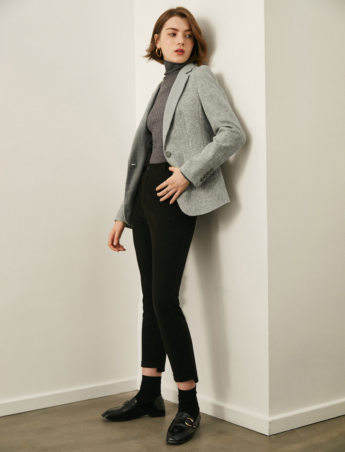 Wool Blend Pocket Blazer