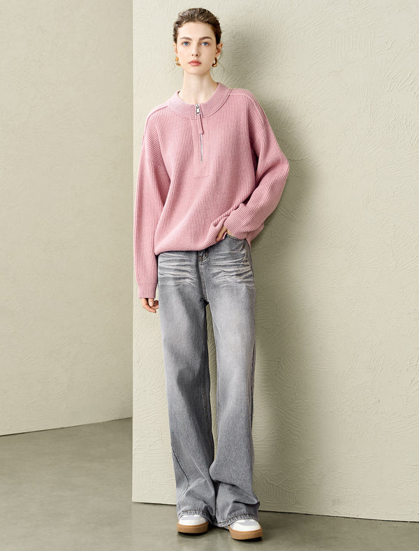 Half-Zip Ribbed Sweater
