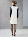 Wool Blend Braided-Trim V-Neck Pocket Sleeveless Dress