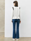 Contrast Collar Buttoned Jacket with Drawstring Waist